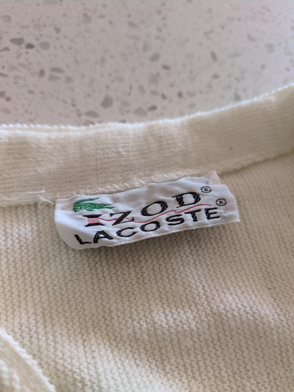 Men's Vintage Preppy Lacoste/Izod Button Up Cardigan Cream White - Picture 4 of 12